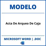 Modelo De Acta De Arqueo De Caja En Word