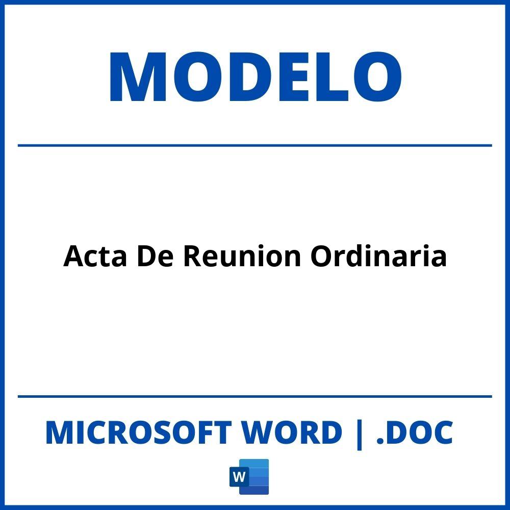 Modelo De Acta De Reunion Ordinaria Word