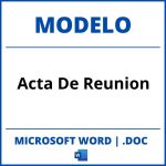Modelo De Acta De Reunion En Word