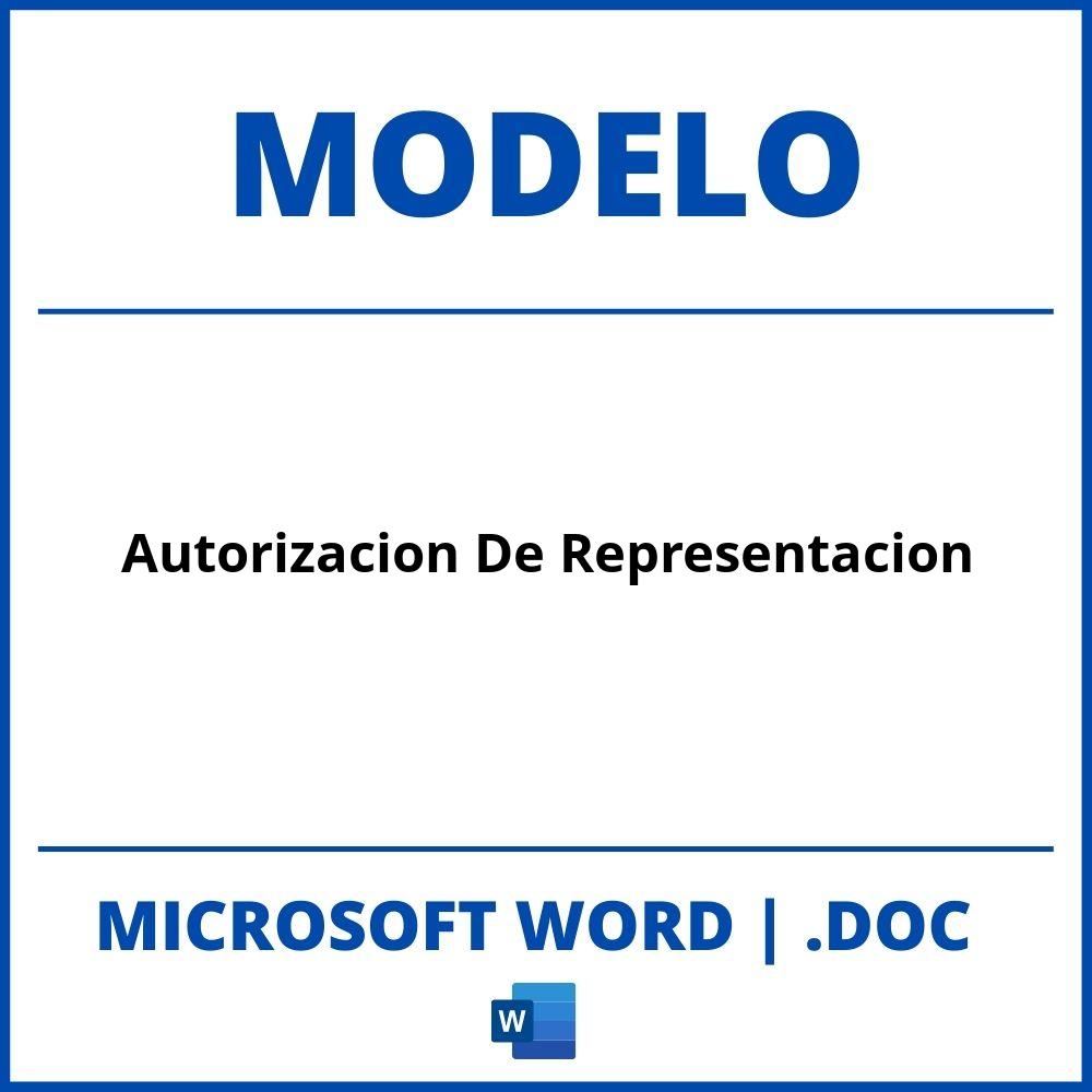 Modelo De Autorizacion De Representacion En Word