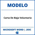 Modelo De Carta De Baja Voluntaria Word