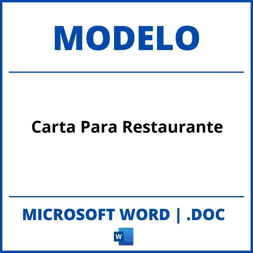 Modelo De Carta Para Restaurante En Word