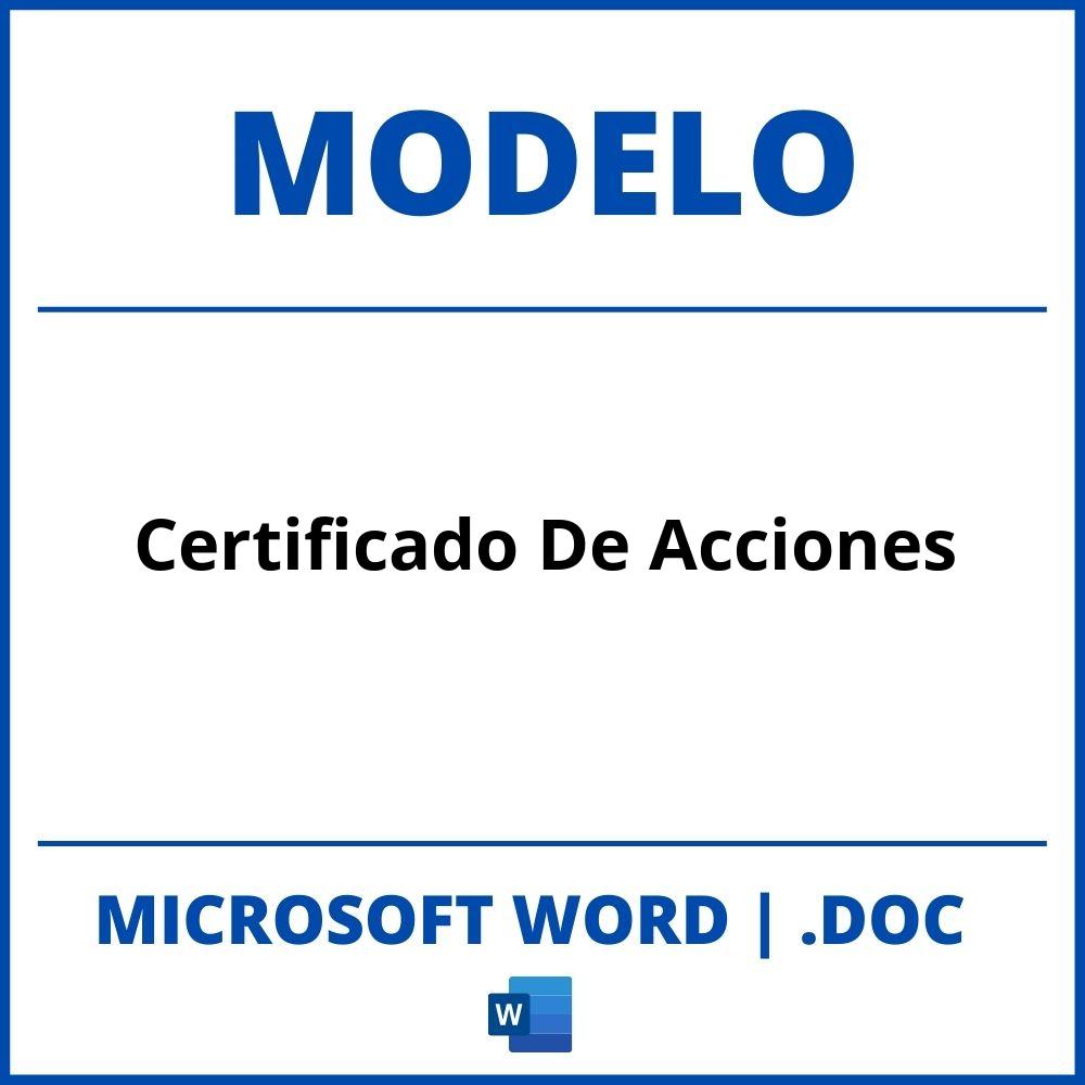 Modelo De Certificado De Acciones En Word