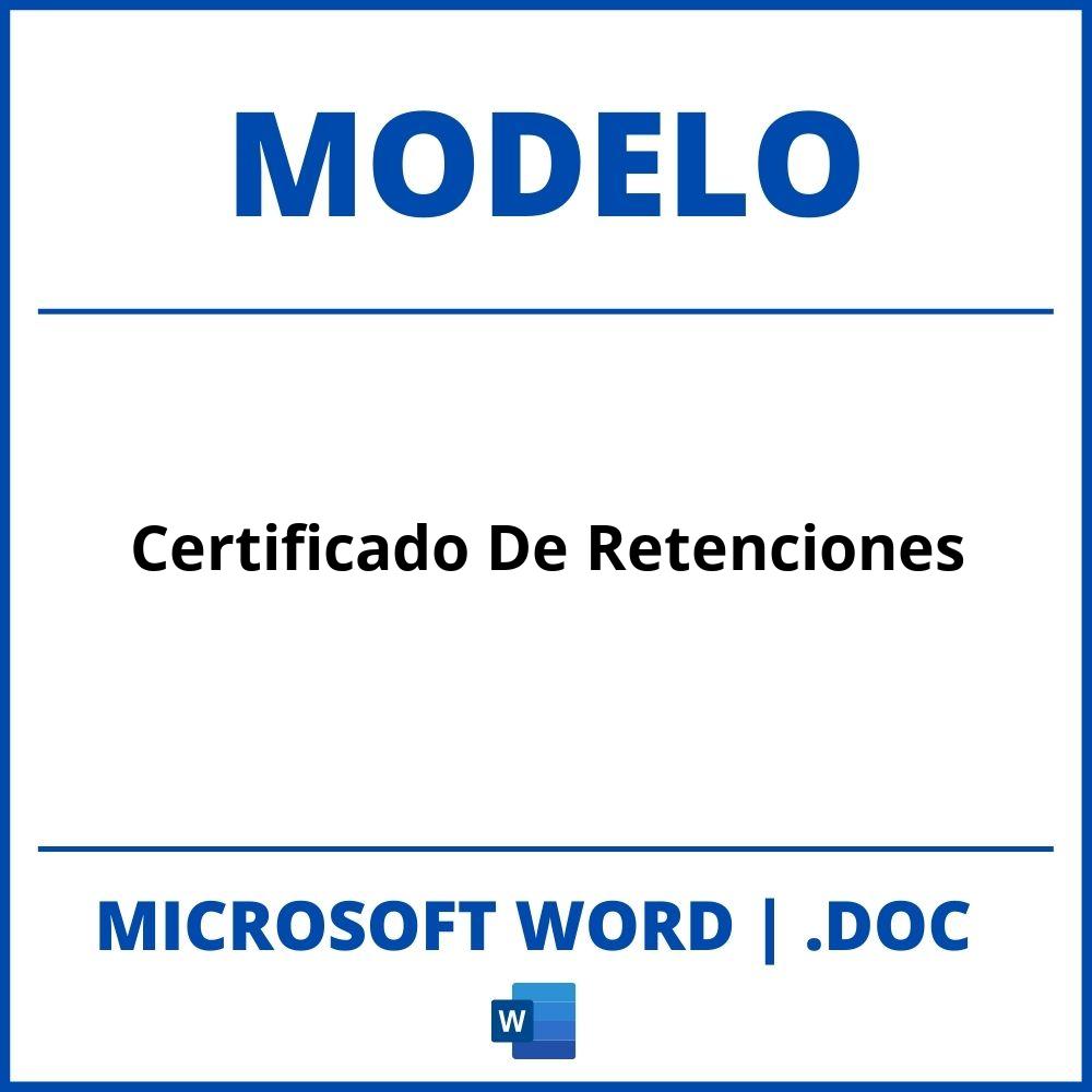 Modelo De Certificado De Retenciones En Word