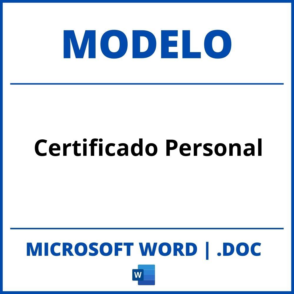 Modelo De Certificado Personal En Word
