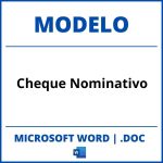 Modelo De Cheque Nominativo Word