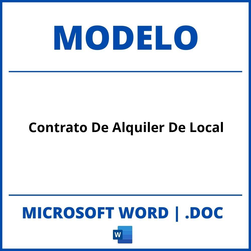 Modelo De Contrato De Alquiler De Local En Word