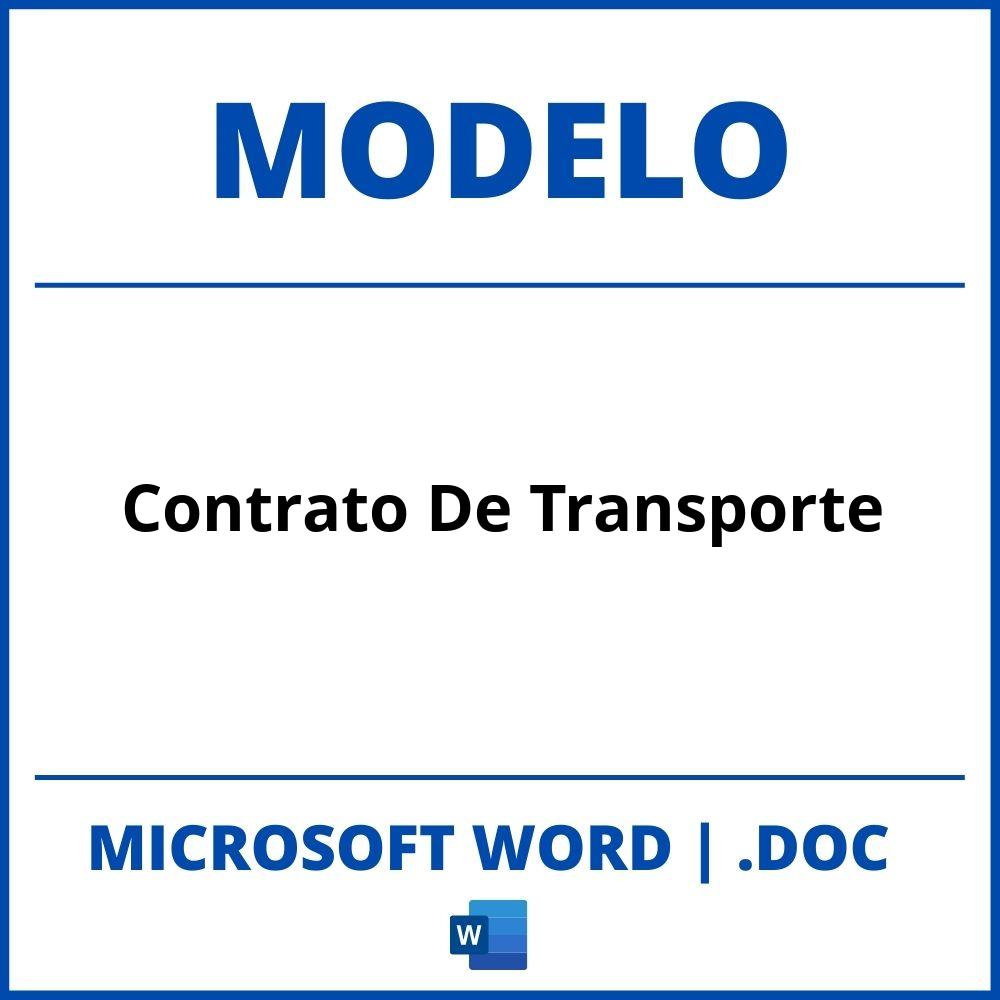 Modelo De Contrato De Transporte En Word