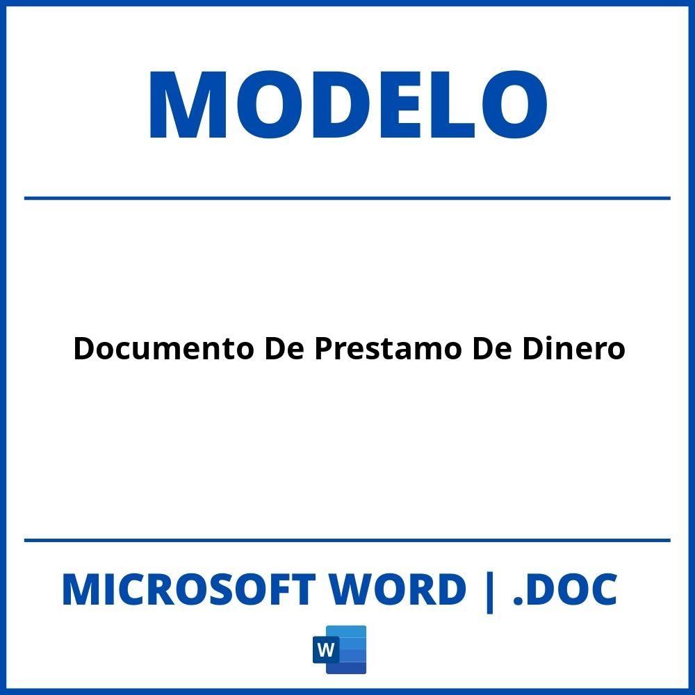 Modelo De Documento De Prestamo De Dinero En Word