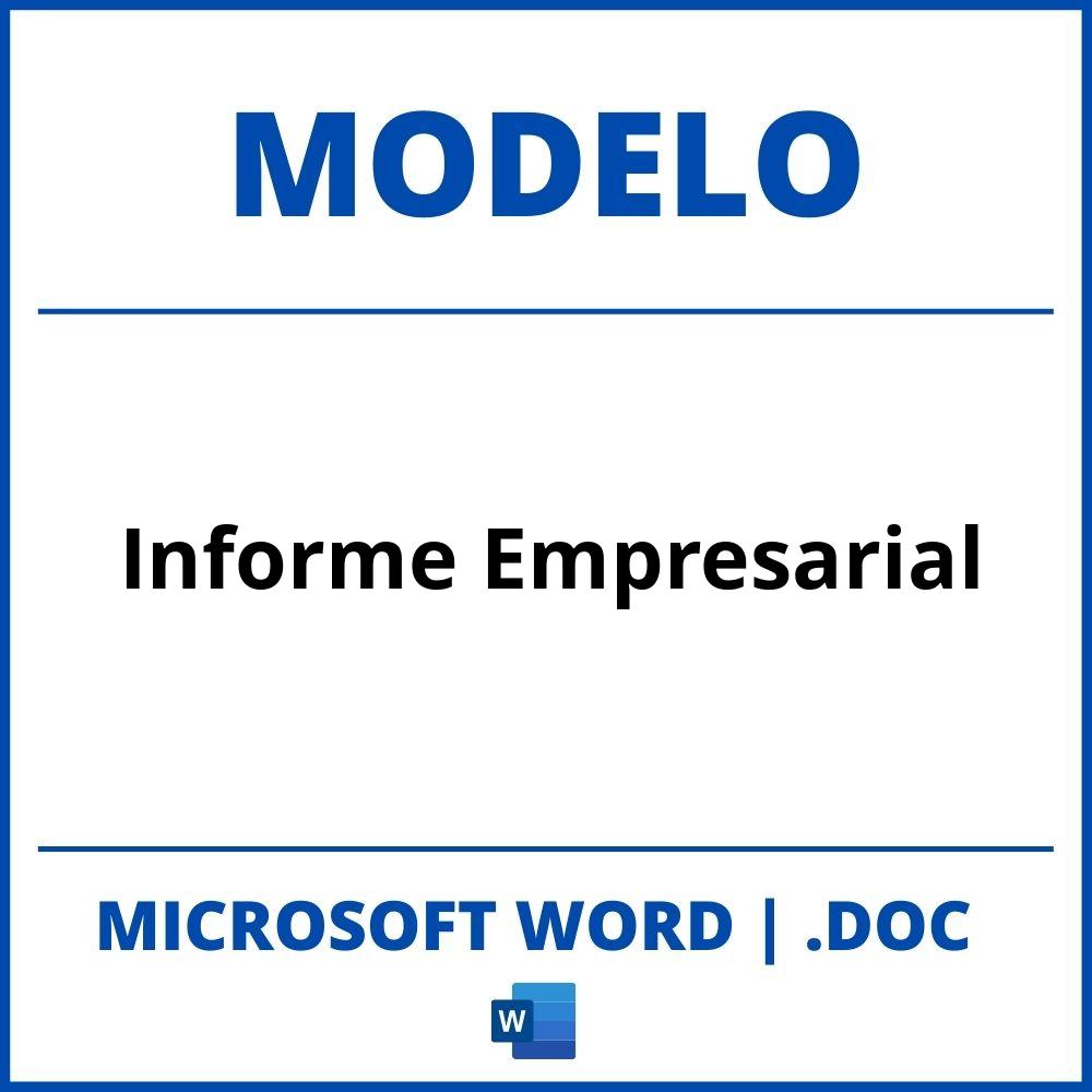 Modelo De Informe Empresarial En Word