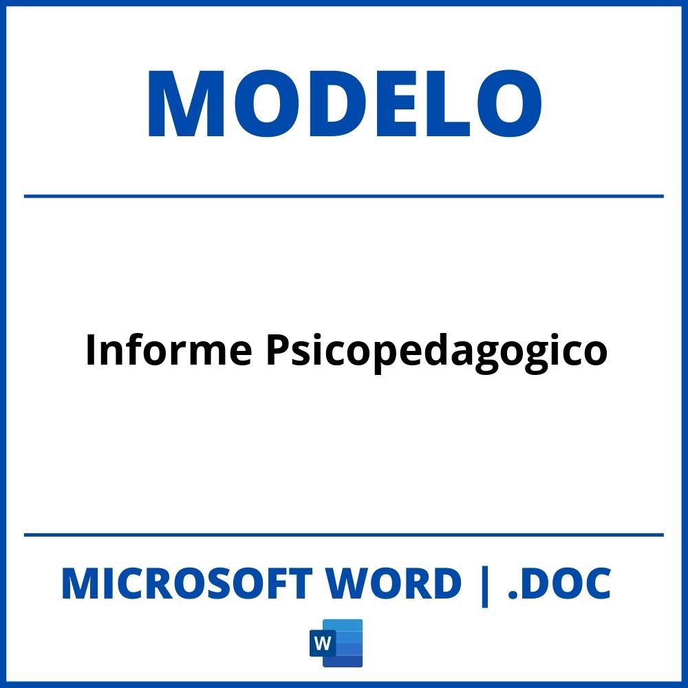 Modelo De Informe Psicopedagogico Word