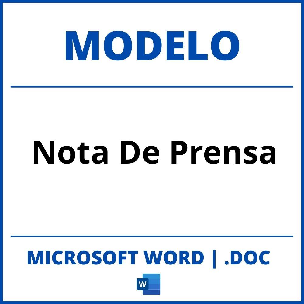 Modelo De Nota De Prensa En Word
