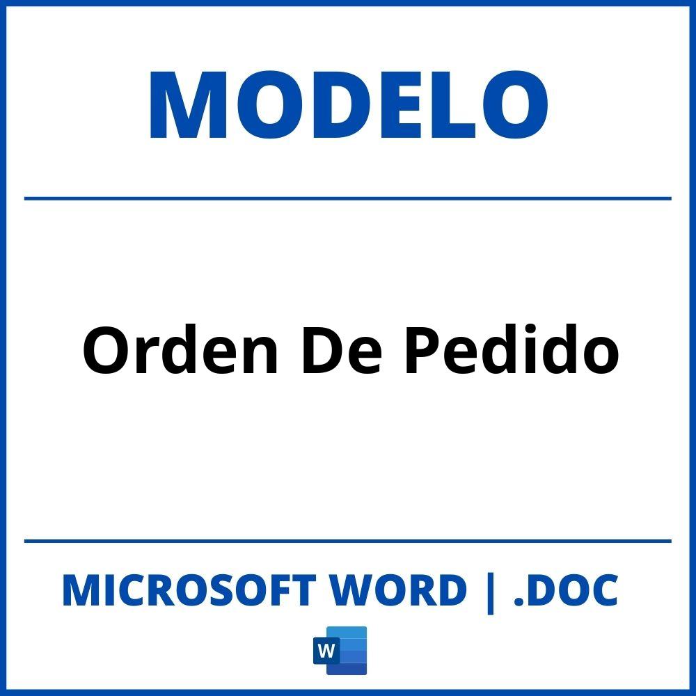 Modelo De Orden De Pedido Word