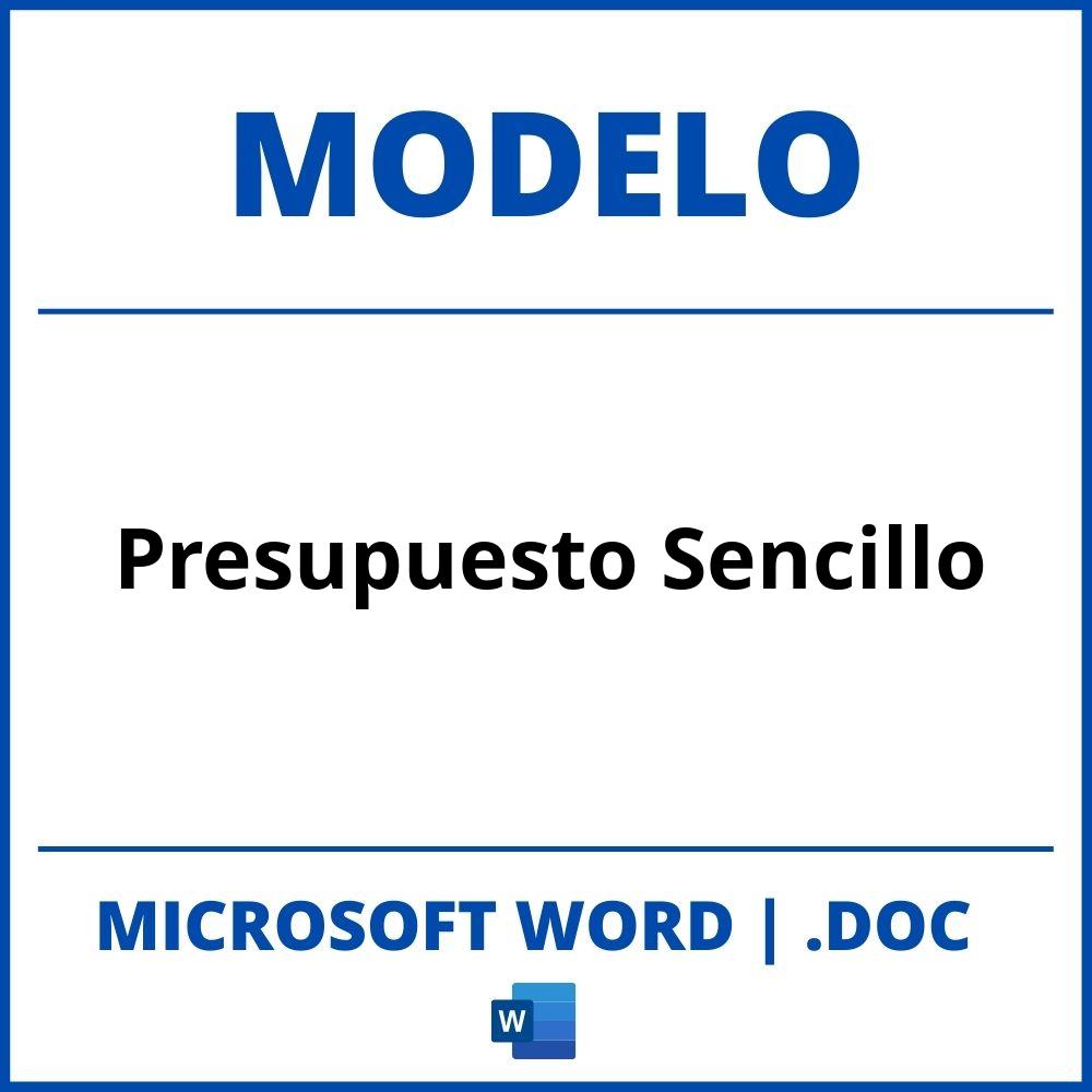 ▷ Modelo De Presupuesto Sencillo En Word