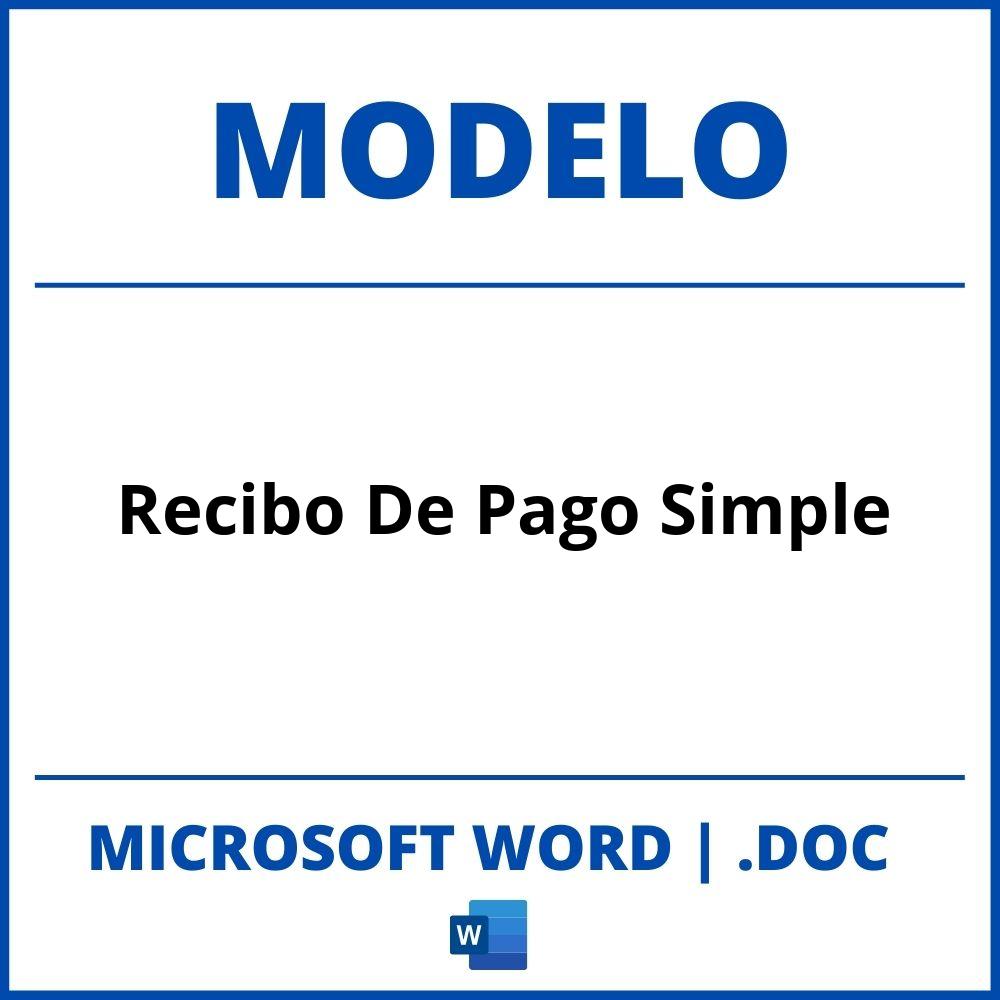 ▷ Modelo De Recibo De Pago Simple En Word