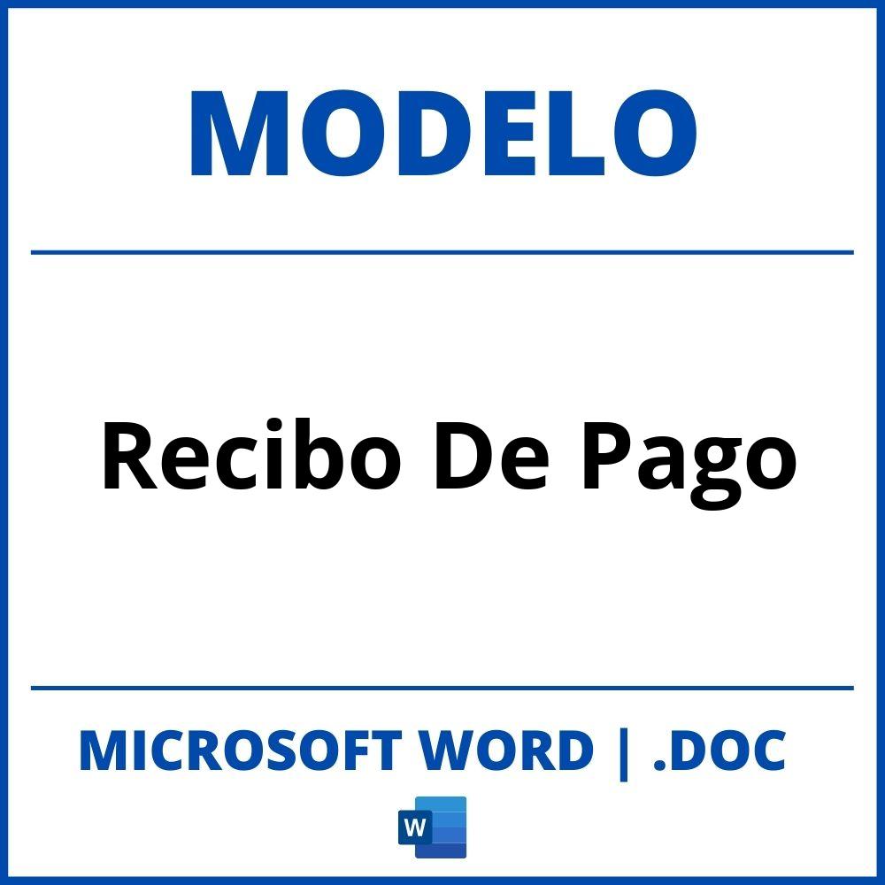 Modelo De Recibo De Pago En Word