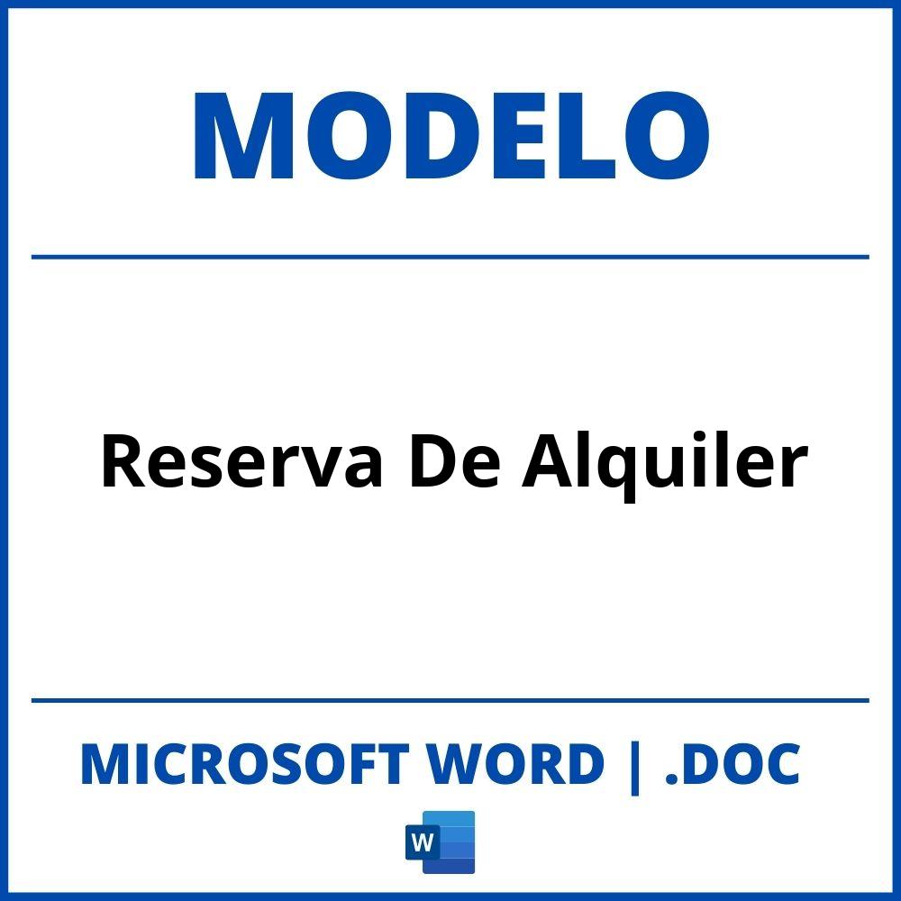 ▷ Modelo De Reserva De Alquiler En Word